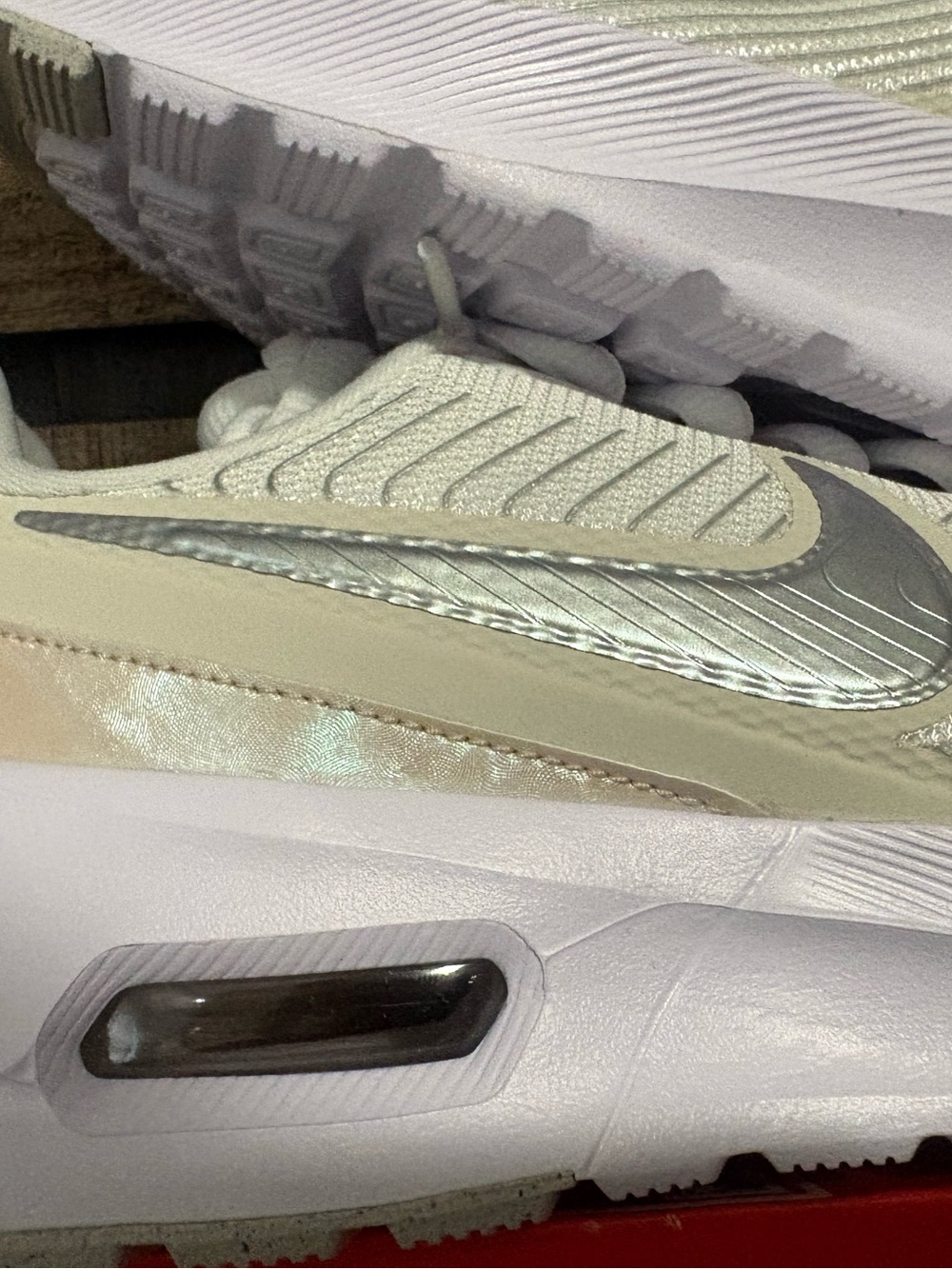 Nike Women’s White and Silver Air-Inspired Athletic Sneakers - Picture 5 of 6